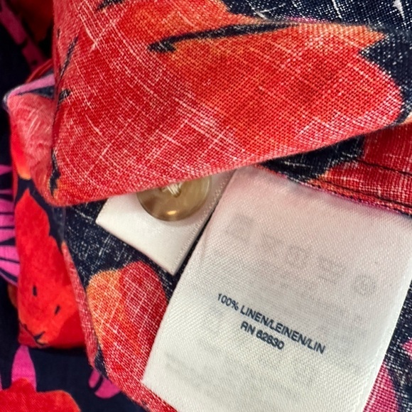 Land's End Hawaiian Floral Tropical Linen Top 2X - Picture 7 of 7